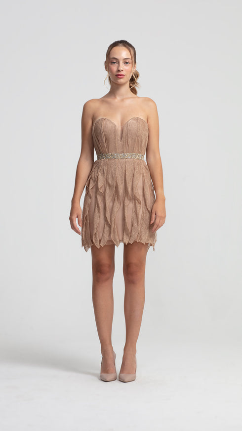 Tricot Floral Stone Belted Mini Dress
